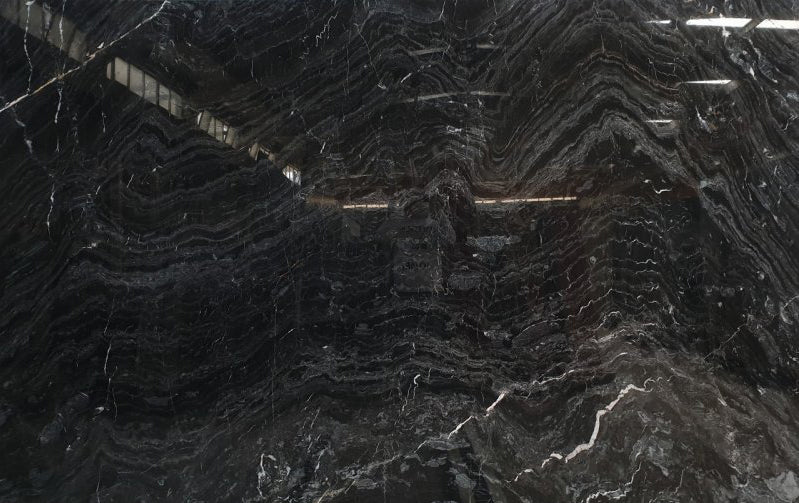 black wave marble slabs polished product shot wide view
