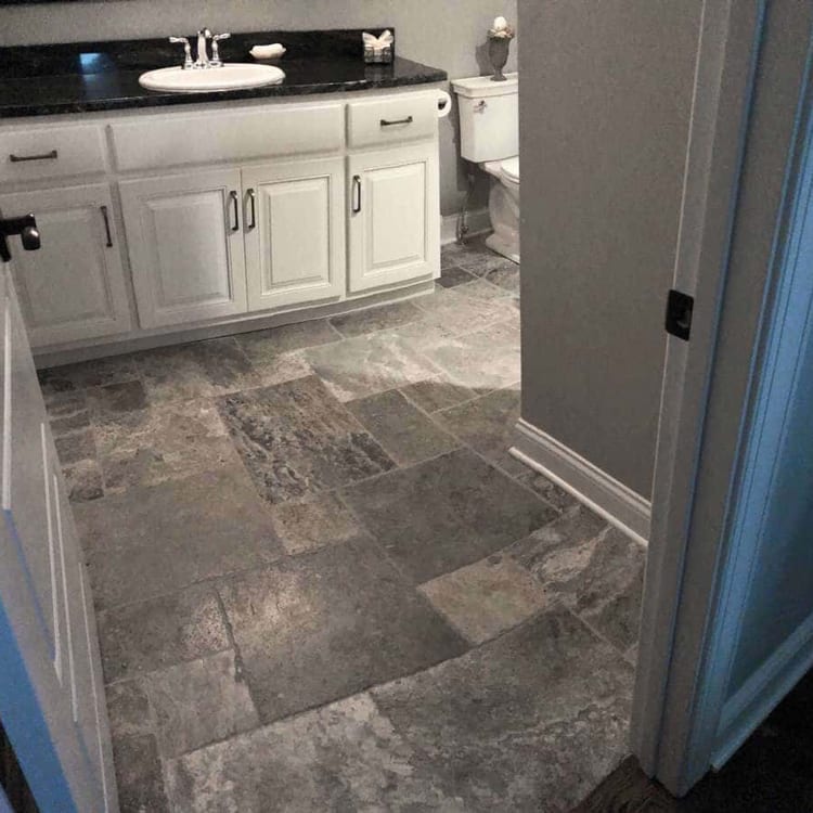 Silver Travertine Antique Pattern Brushed bathroom view