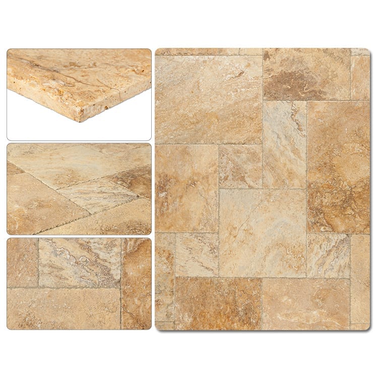 Meandros Gold Antique Pattern Travertine multiple images