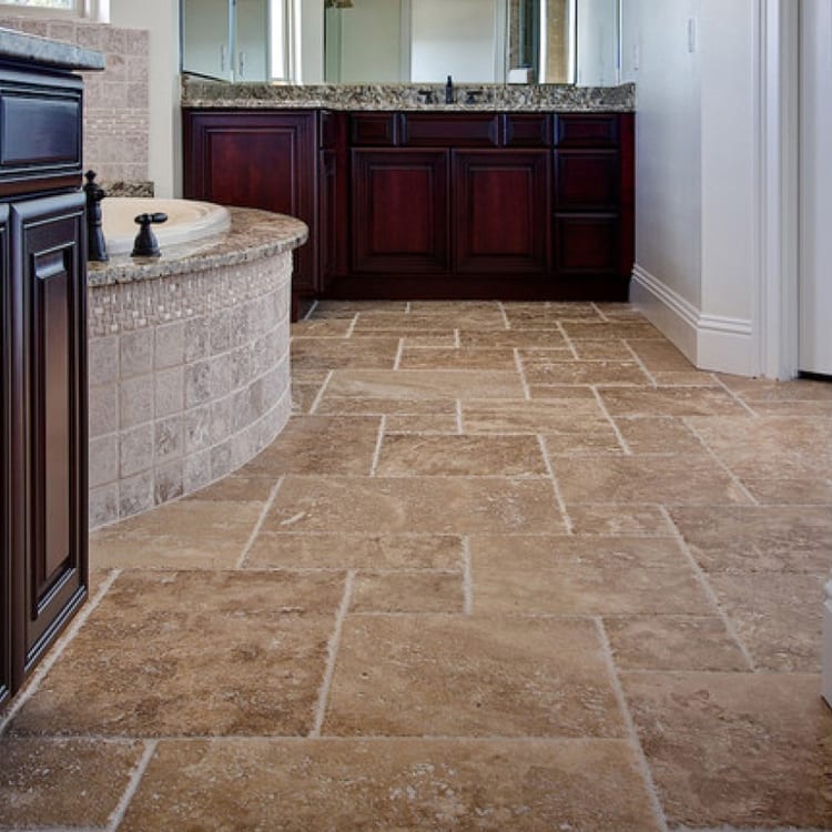 meandros walnut travertine tile antique pattern 10061703 bathroom floor installed