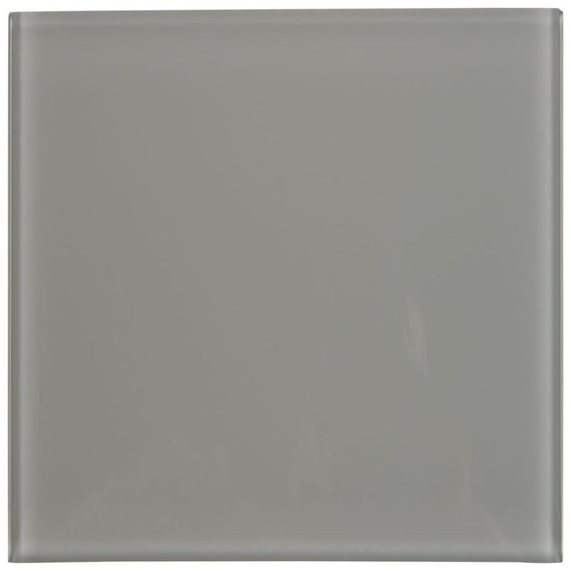 Oyster gray 4x12 glossy glass wall tile SMOT-GL-T-OYGR412 product shot single tile top view