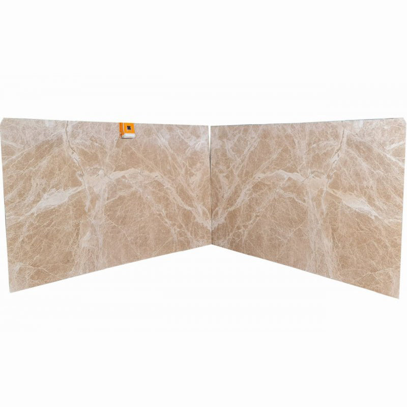 patara beige marble slabs polished 2cm 2 bookmatching slabs front view