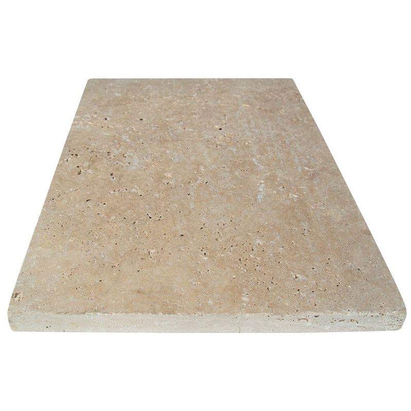 tuscany beige travertine pavers 16x24in tumbled floor tile LPAVTBEI1624T one tile angle view 2