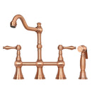 Two-Handles Copper Bridge Kitchen Faucet with Side Sprayer - AK96718C