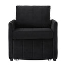 Upholstered Convertible Sleeper Sofa with 5-Position Backrest, Side Pockets, Storage, Black Chenille, 31.5'