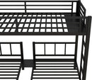 Triple Bunk Bed For Kids Metal Twin Over Twin Black