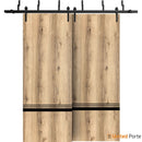 Planum 0012 Oak Double Barn Door and Black Bypass Rail