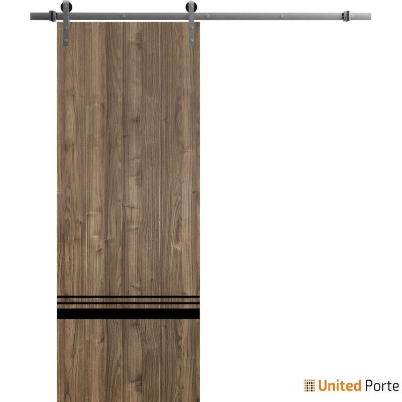 Planum 0012 Walnut Barn Door and Silver Rail