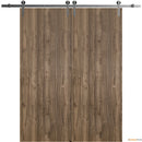 Planum 0010 Walnut Double Barn Door and Silver Rail