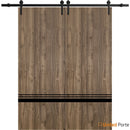 Planum 0012 Walnut Double Barn Door and Black Rail