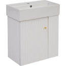 21.6inch Modern Floating Bathroom Vanity with Ceramic Basin - Perfect for Small Bathrooms, Right side storage