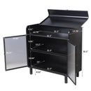 Modern Sideboard Buffet Cabinet with Tempered Figured Glass Doors, Flip Top, Inner Shelves, Metal Frame Storage Console for Dining Room, Kitchen, Living Room & Entryway (Black)
