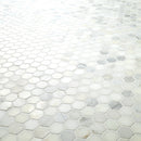 Arabescato Carrara Hexagon 11.1" x 11.5" Honed Marble Mesh-Mounted Mosaic Tile Hexagon- MSI Collection