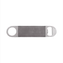 Grey Leatherette Stainless Steel Bottle Opener - 7" x 1.5"