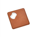 Caramel Leatherette Coaster with Bottle Opener - 4" Square