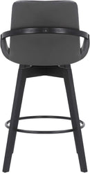 Mid Century Swivel Bar Stool Gray Faux Leather 26 Inch Seat