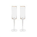 Gold-Rim Champagne Flutes Set - 8 oz