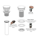 Copper Push Button Bathroom Sink Drain Stopper Without Overflow