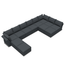 Ainfox U Shaped 12 Seats +12 Sides Modular Sectional Sofa Flannel Sofa with Storage Seat
