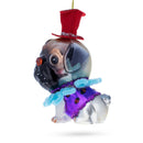 Pug in a Festive Red Hat Glass Christmas Ornament