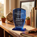 Small Cobalt Shield Trophy, 6.25"