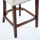 Mid Century Modern Counter Height Bar Stools Set of 2, Farmhouse Linen Fabric Upholstered Accent Chair Curved Backrest with Copper Nails around,Kitchen Chairs with Hardwood Frame, Beige
