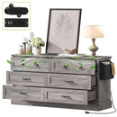 Grey Farmhouse 6 Drawer Dresser 59 Inch Wide With Air Purifier