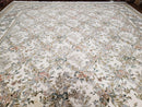 Pak Persian Floral Rug 11 x 12.6, Ivory, Very Fine, Hand Knotted