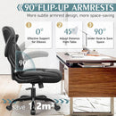 Ergonomic Leather Office Chair Adjustable Armrests Black