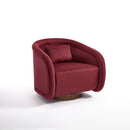 Swivel Accent Chair, 360-degree Swivel Barrel Chair with Velvet Fabric Upholstery, Comfy Pumpkin-Shaped Swivel Chair for Living Room, Bedroom, or Office