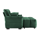 Ergonomic Single Seater Sofa with Ottoman, High-Resilience Support Cushions, Modern Lounge Chair, Green Chenille