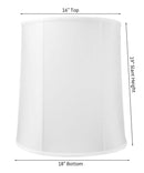 16x18x19 White Shantung Tall Drum Lampshade