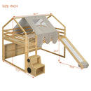 Loft Bed With House Shaped Frame And Tent