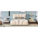 Twin Size Upholstered Platform Bed Velvet Upholstered Bed, Beige
