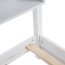 Queen Over Queen Bunk Bed with Built-in Storage Cabinets,Charging Station,Ladder,Safety Guardrails,Solid Pine Wood Bunk Bed,White