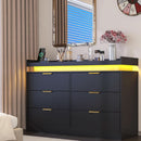 Six Drawer Dresser With LED Illumination Enhancement