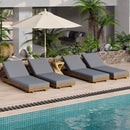 Lounge chaise Set, Acacia solid wood with  LOUNGE CUSHION (Dark Grey) - Matching Cream Version Available
