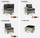 Six Piece Rattan Wicker Outdoor Sectional Sofa Set