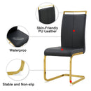 Modern Dining Chairs, PU Faux Leather High Back Upholstered Side Chair with Golden C-shaped Tube Metal Legs for Dining Room,Kitchen(Set of 2 )(Black+PU)W115171346