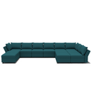 Ainfox U Shaped 12 Seats +12 Sides Modular Sectional Sofa Flannel Sofa with Storage Seat