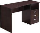 Wenge Computer Desk With 3 Drawers And Side Storage Shelf