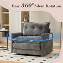UNITED WE WIN Swivel Barrel Chair - Mid Century Modern Chair, Thick Padded Arm Chair with Solid Metal Base, Comfortable Single Sofa Chair, Swivel Accent Chair for Living Room Bedroom
