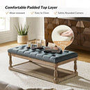 Blue Rectangular Upholstered Ottoman Coffee Table Tray