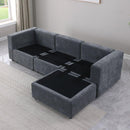 Modular Sectional Sofa, Convertible Sofa Couch, Modular Sectionals with Ottomans, 4Seat Sofa Couch with Reversible Chaise for Living Room. Chenille Grey