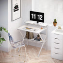 27.5 Inch White Computer Desk With Storage Shelves