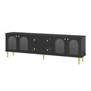 U-Can 78.7'' Modern TV Stand, TV Cabinet with Five Metal Legs and Metal Handles, 2 Drawers and 2 Cabinets with Fluted Glass Doors For Living room, Up to 80'' (Old SKU: SJ000122AAB)