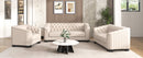 Modern Velvet Upholstered 3-Piece Sofa Set with Rubber Wood Legs in Beige