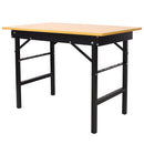 Portable Folding Work Table with Measuring Tape and Angle Finder, Black Steel, 39x23.6x29 inches