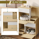 Furniture Style Multi-use Natural Cat Litter Box House with Flip-down Door, MDF & Metal, 31.4' x 15.7'