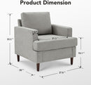 Mid Century Linen Grey Upholstered Accent Armchair